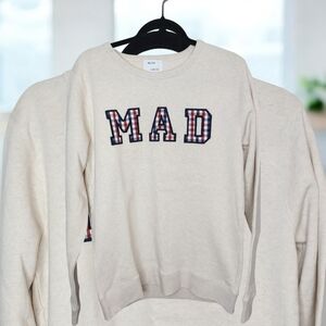 Maison Labiche MAD Plaid Letters Sweatshirt L